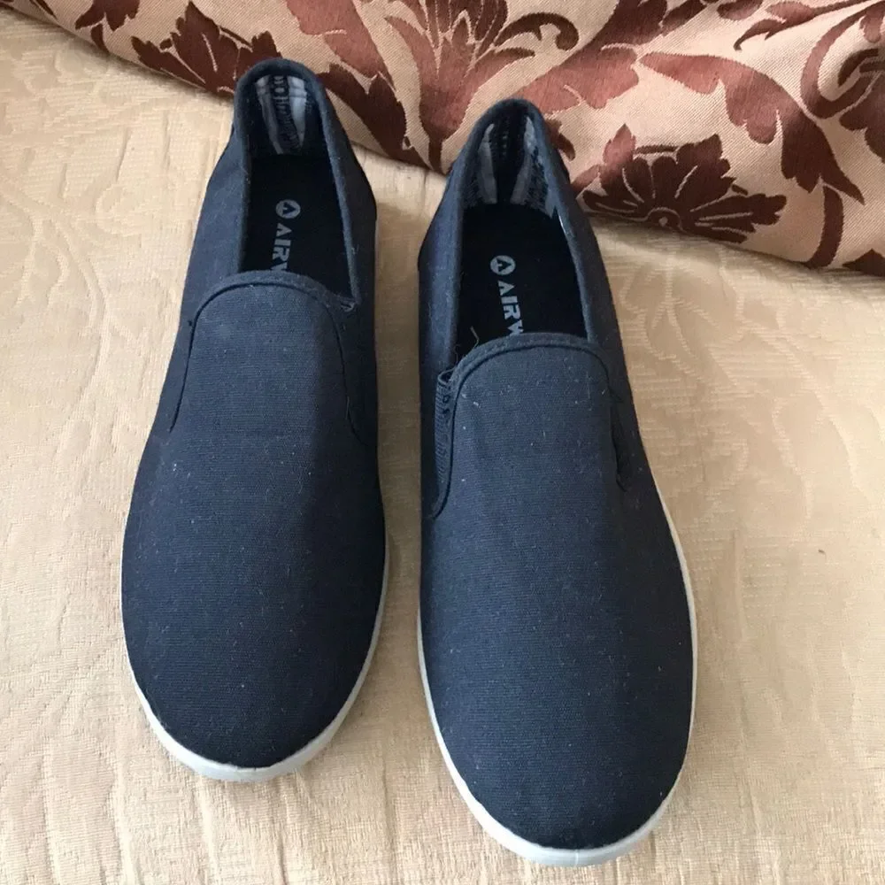 Airwalk canvas flats loafers 7 black shoes RARE